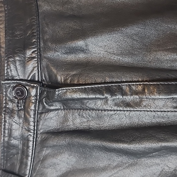 Licole Womens Vintage High Waisted Pleated Black Genuine Leather Pants Trousers - Picture 5 of 16